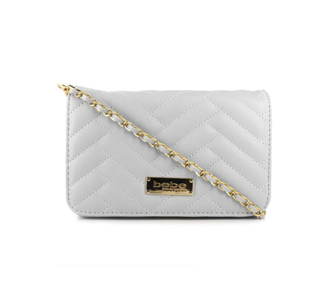 Bebe crossbody long strap purse white color