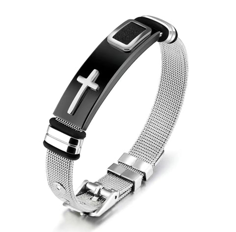 Stainless steel cross bracelet